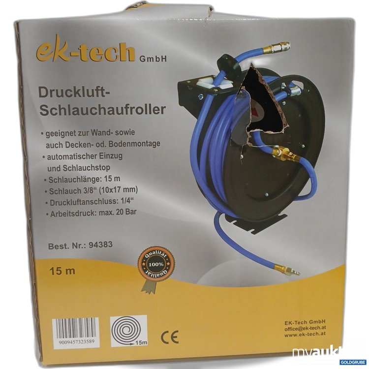 Artikel Nr. 978920 Artikel Nr. 978920: Ek-Tech Druckluft Schlauchaufroller 15m 94383