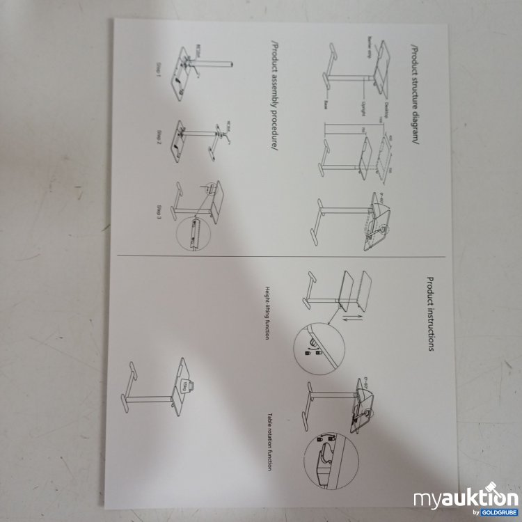 Artikel Nr. 981920: Höhenverstellbarer Laptoptisch mit neigbarer Arbeitsfläche, 15kg maximale Belastung, 400x700mm, Höhe zwischen 750 - 1100mm