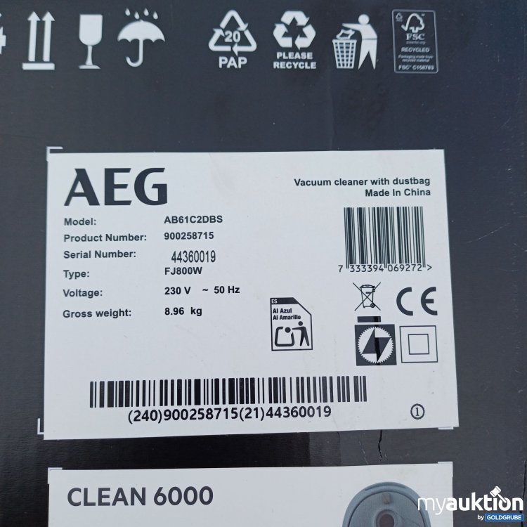 Artikel Nr. 960923 Artikel Nr. 960923: AEG Powerful Performance smooth to use Bagged cleaner Clean6000 AB61C2DBS