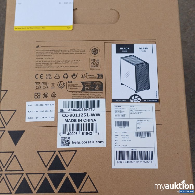 Artikel Nr. 960925: 3000D Airflow black finish Glass Panel CC-9011251-WW 