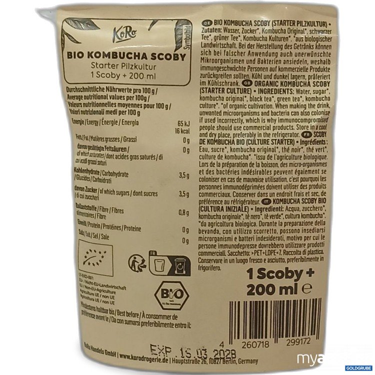 Artikel Nr. 976926 Artikel Nr. 976926: Kombucha Scoby Starter Pilzkultur 1 Scoby + 200ml