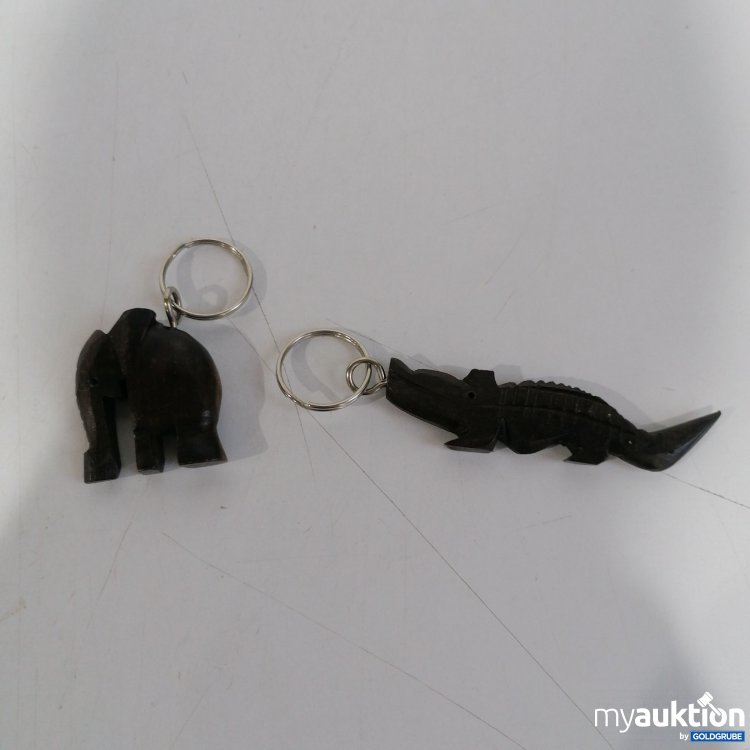 Artikel Nr. 859928 Artikel Nr. 859928: Holz Schlüsselanhänger Elefant 4.5x4cm und Krokodil 9cm