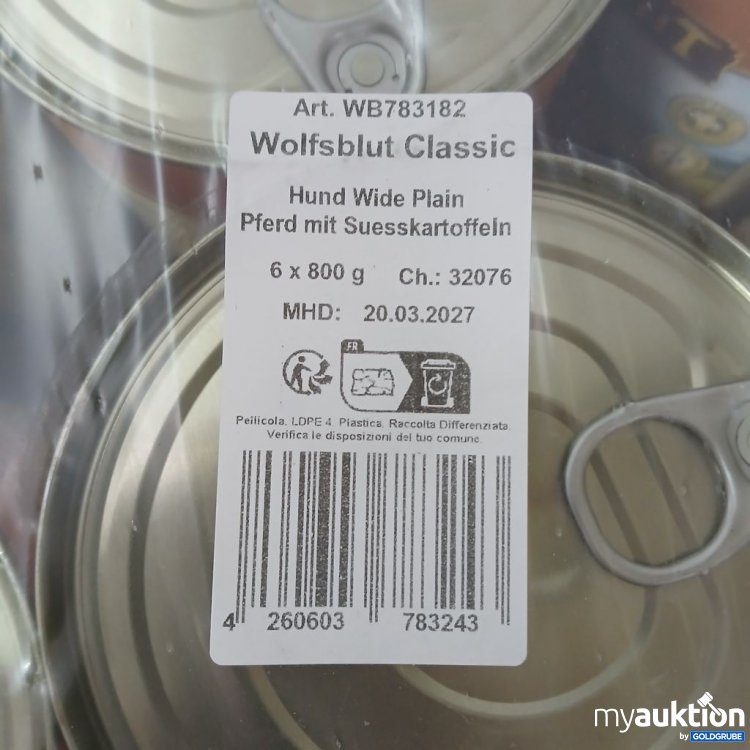 Artikel Nr. 976933 Artikel Nr. 976933: Wolfsblut Premium Dog Food Hund Wide Plain Pferd mit Süßkartoffeln 6×800g