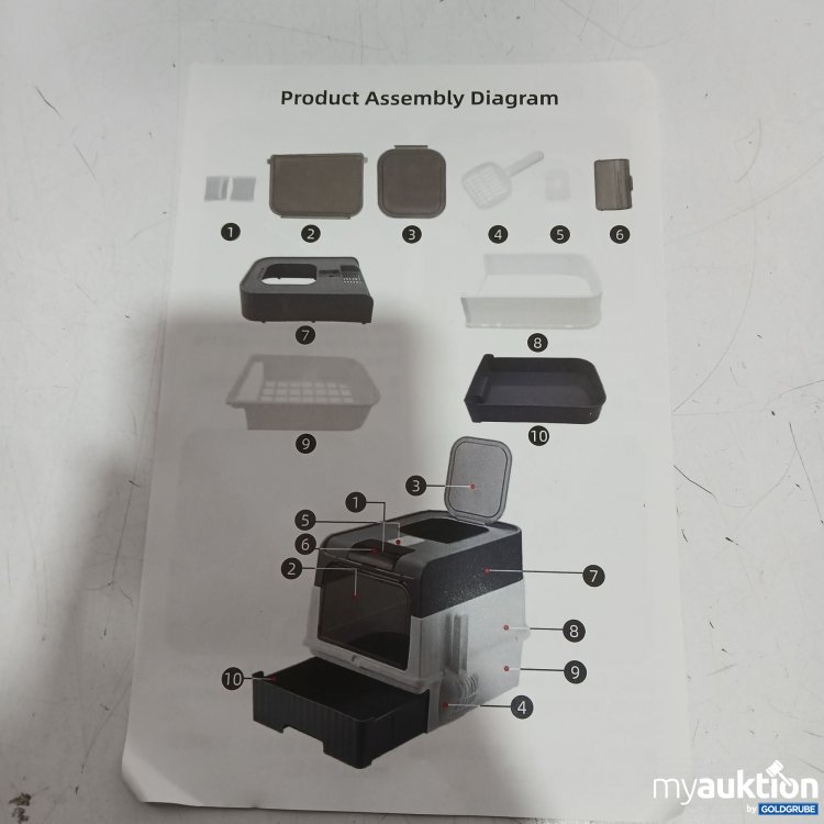 Artikel Nr. 957938: Katzenklo mit Zubehör weiß grau 35x14x49cm 