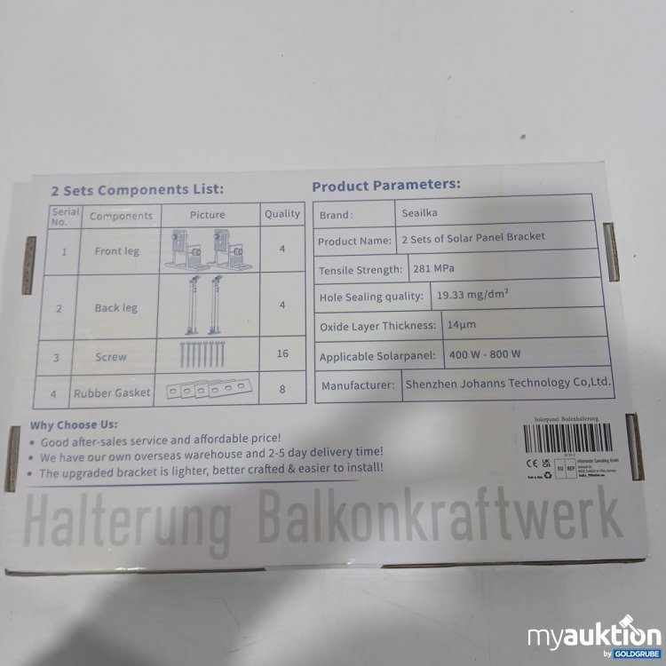 Artikel Nr. 441941: Seallka Solarpanel Halterung AL6000-TS