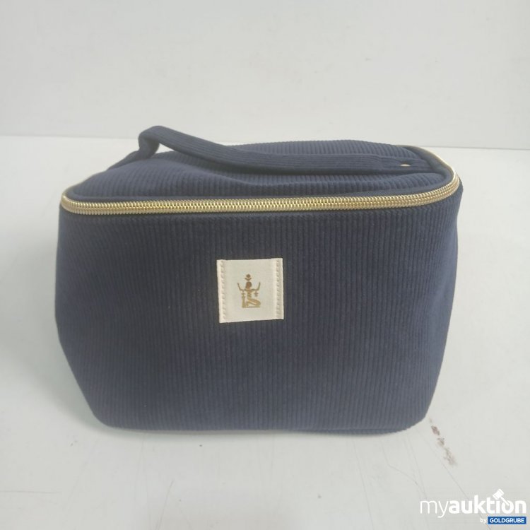 Artikel Nr. 930941 Artikel Nr. 930941: Kosmetiktasche in dunkelblau mit goldfarbener Reißverschluss. Material ist Cord