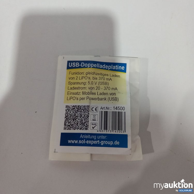 Artikel Nr. 814945 Artikel Nr. 814945: Sol Expert Group USB Doppelladeplatine 14500
