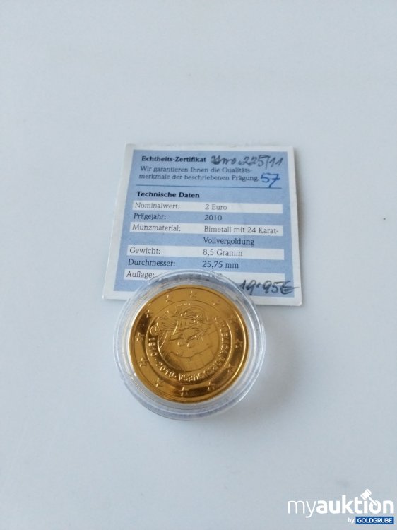 Artikel Nr. 393946: 2 Euro Sondermünze vergoldet 