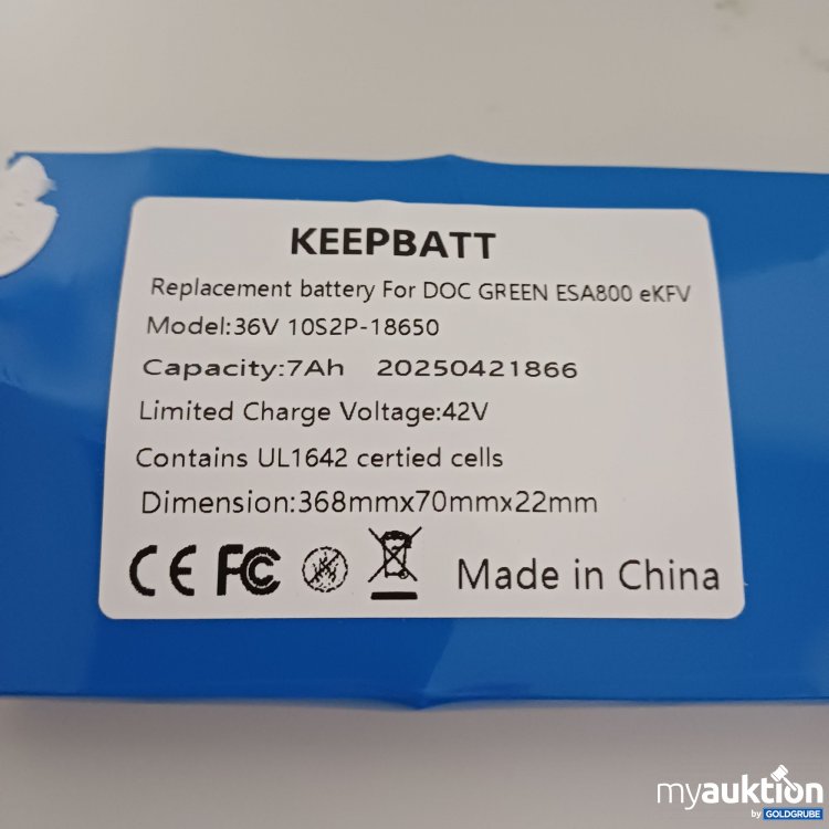 Artikel Nr. 916946: KEEPBATT wiederaufladbarer Lithium-Ionen-Akku 36V 10S2p-18650