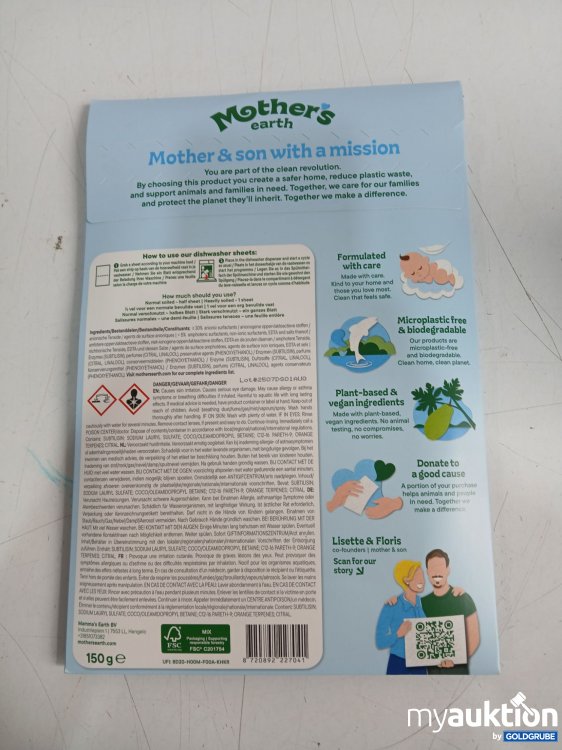 Artikel Nr. 994946: MOTHER'S earth Dishwasher Sheets Fresh Lemon 60 Wäscheladungen