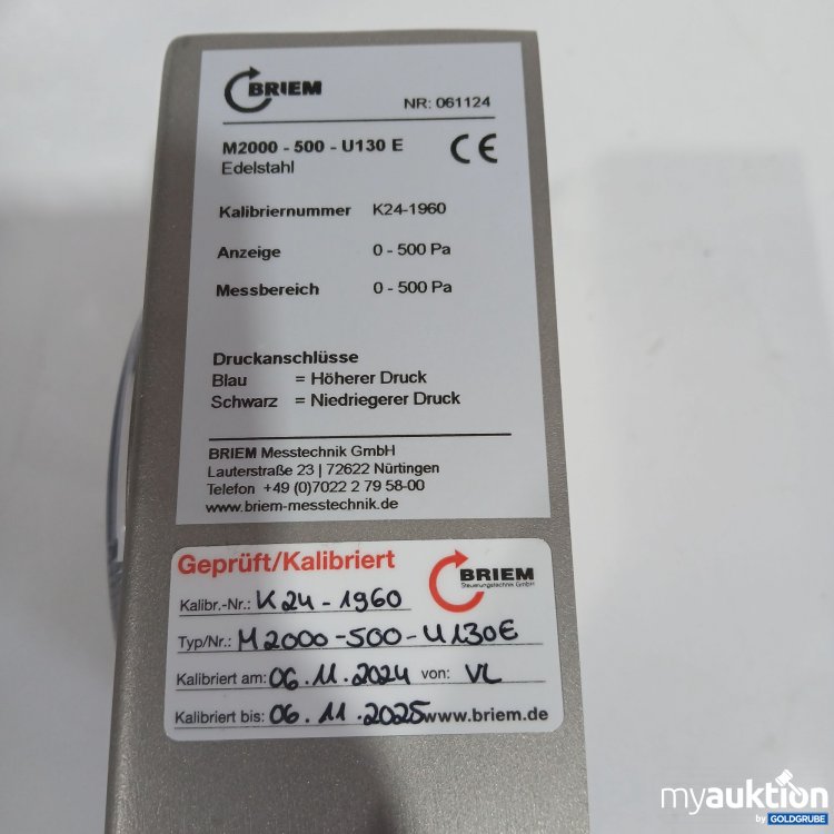 Artikel Nr. 439947 Artikel Nr. 439947: Dwyer pascals Magnehmelic Manometer M2000-500-U130 E