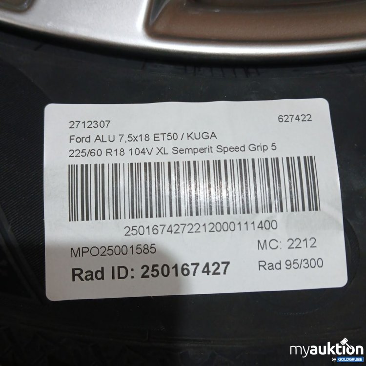 Artikel Nr. 441947: Ford Kuga Alu 7.5x18 ET50 Semperit Speed Grip 5 225/60 R18 XL
