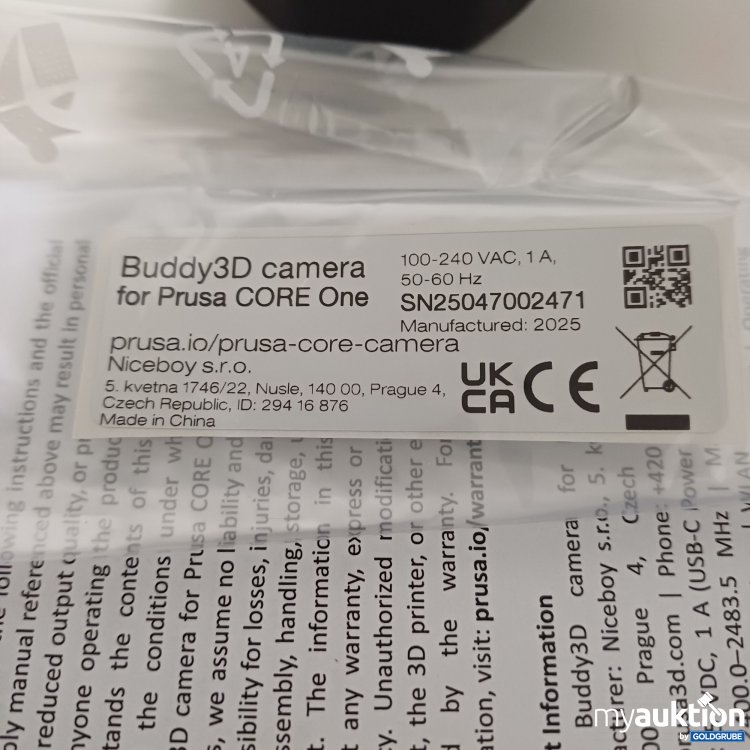 Artikel Nr. 916947: PrusaCORE One Buddy 3D Kamera