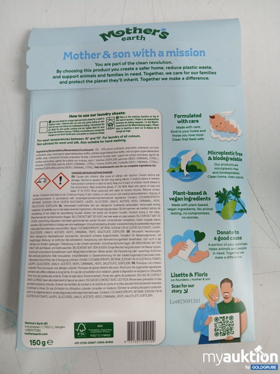 Artikel Nr. 994947 Artikel Nr. 994947: MOTHER'S earth Dishwasher Sheets Fresh Cotton 60 Wäscheladungen