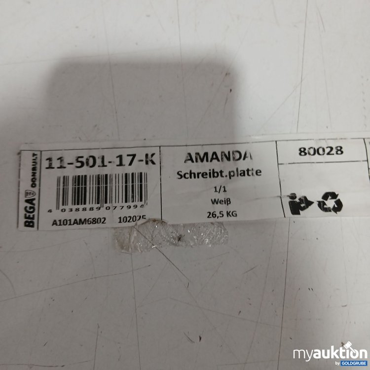 Artikel Nr. 889950: Bega Amanda Schreibtisch Platte weiß 80028 