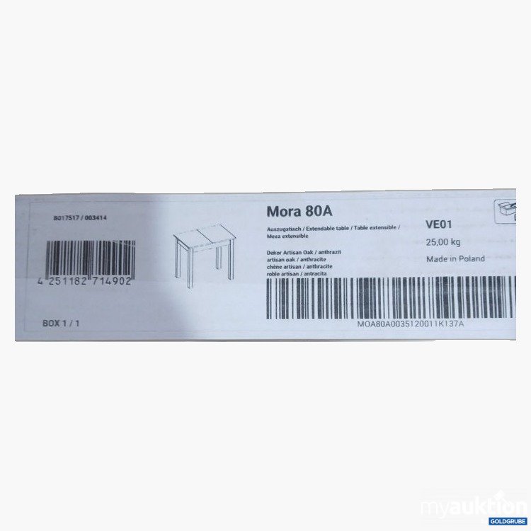 Artikel Nr. 468952 Artikel Nr. 468952: Mora 80A Auszugstisch anthrazit