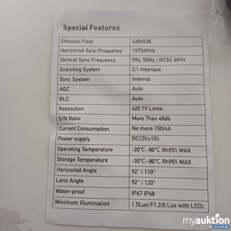 Artikel Nr. 916952: wasserdichte Auto-Rückfahrkamera mit Nachtsichtfunktion