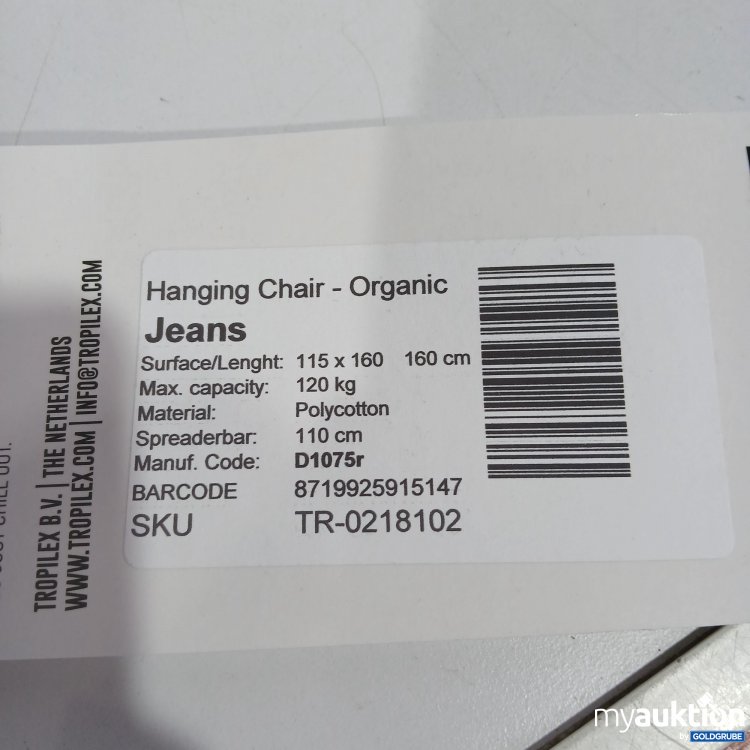 Artikel Nr. 439955 Artikel Nr. 439955: Tropilex Hanging Chair organic 115x160cm TR-0218102