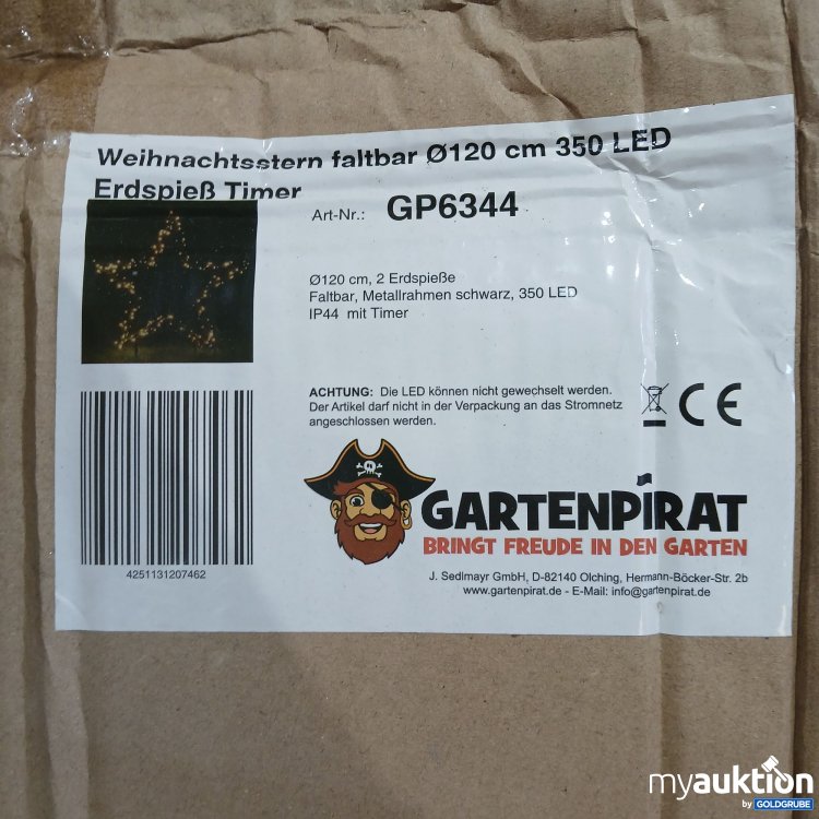 Artikel Nr. 439957 Artikel Nr. 439957: Gartenpirat Garten Deko Weihnachtsstern faltbar 120cm 350LED GP6344