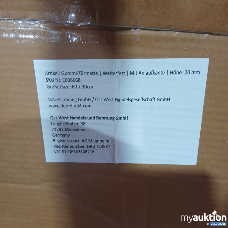 Artikel Nr. 445958 Artikel Nr. 445958: Ost-West Gummi-Turnmatte schwarz ca 60x90cm mit Anlaufkante Höhe ca 20mm