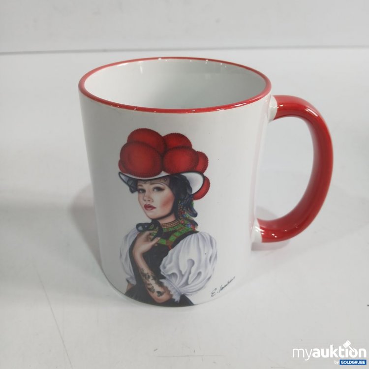 Artikel Nr. 963958: Tasse mit rotem Henkel und Motiv