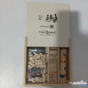 Auktion Trummer Holzspielset für diverse Spiele mit Schachbrett ca. 16 x 16 cm
