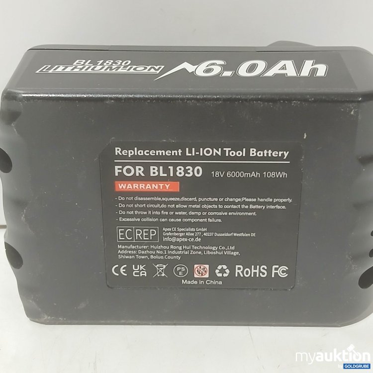 Artikel Nr. 524967: BL 1830 lithium-Ion Akku 6,0 Ah für BL1830