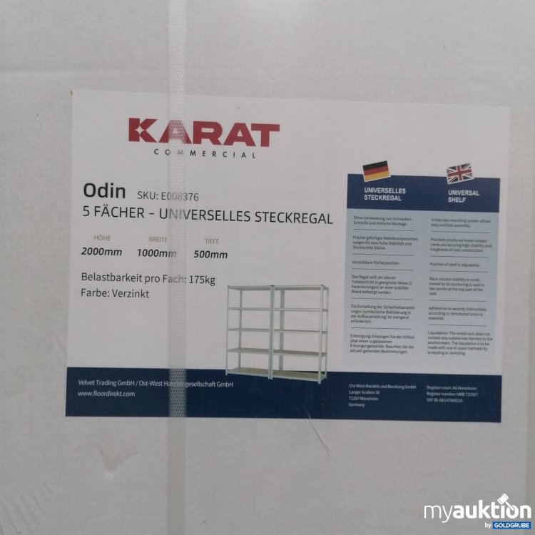 Artikel Nr. 438973: Karat Odin 5 Fächer Universelles Steckregal 2000x1000x500mm