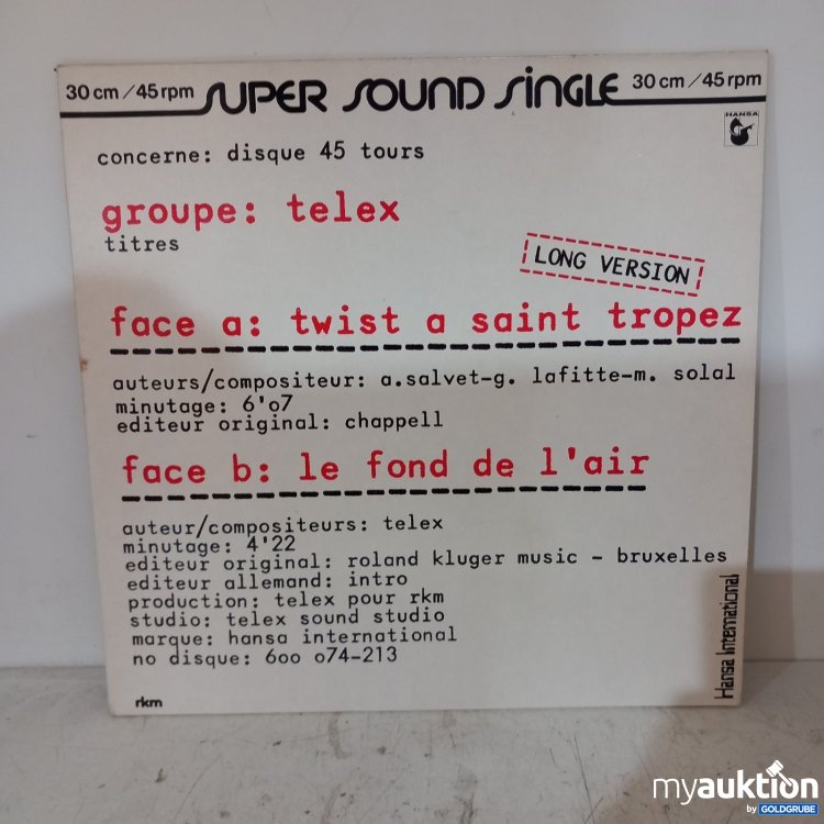 Artikel Nr. 469974: Hansa International Telex Super Sound Single 30 cm 45 rpm