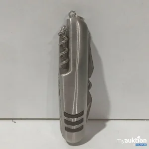 Auktion Trio Taschenmesser silber Edelstahl mit 10 verschiedenen Funktionen Länge: 9 cm