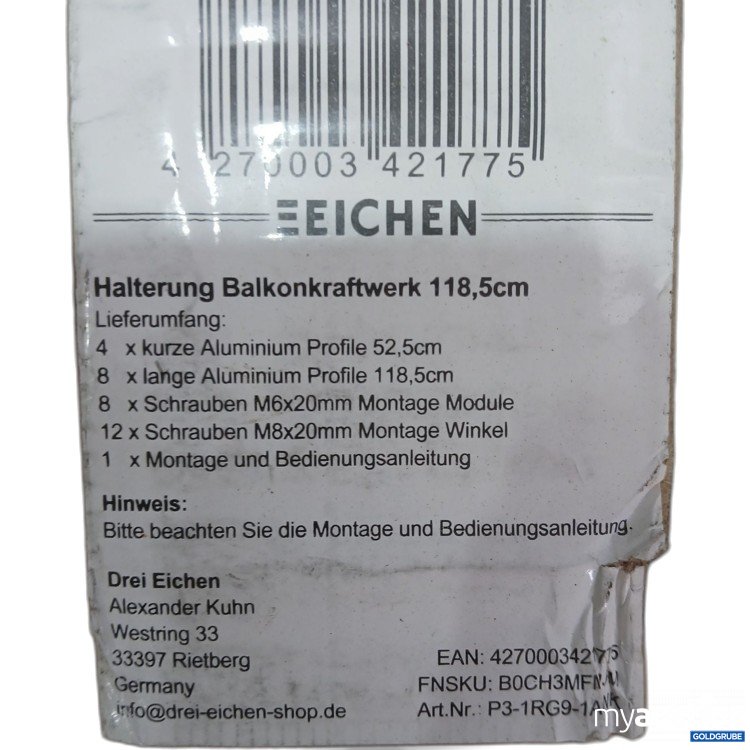 Artikel Nr. 971977: Eichen Halterung Balkonkraftwerk 118,5cm, Art.No. P3-1RG9-1AWK 