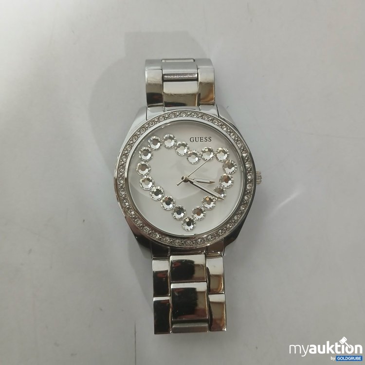 Artikel Nr. 524978: Guess Damenuhr silberfarben mit Herzmotiv stainless steel & wasserresistent  (gebraucht)