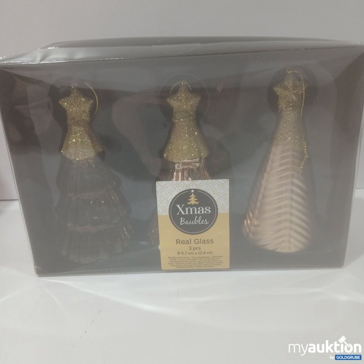 Artikel Nr. 911980 Artikel Nr. 911980: Xmas Baubles Real Glass 3Stk Light Gold