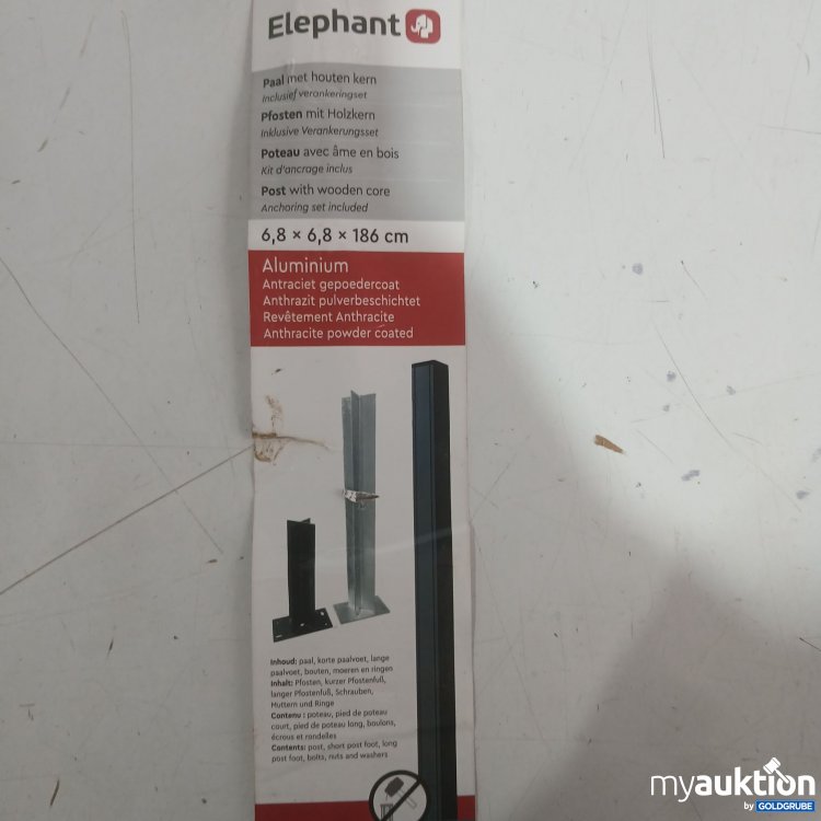 Artikel Nr. 991980: Elephant Aluminium Anthrazit pulverbeschichtet 6,8×6,8×186cm 