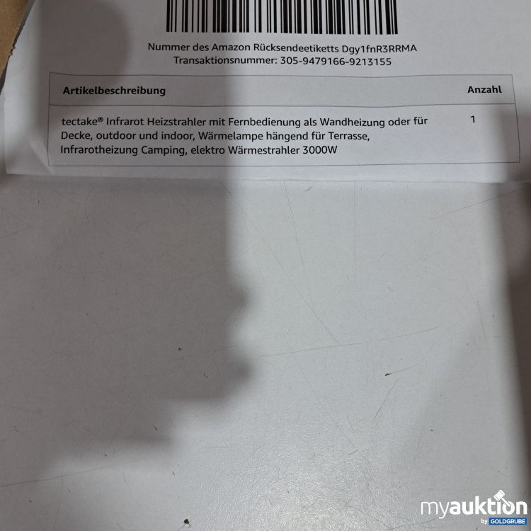 Artikel Nr. 816981 Artikel Nr. 816981: Tectake Infrarot Heizstrahler mit Fernbedienung als Wandheizung 405074