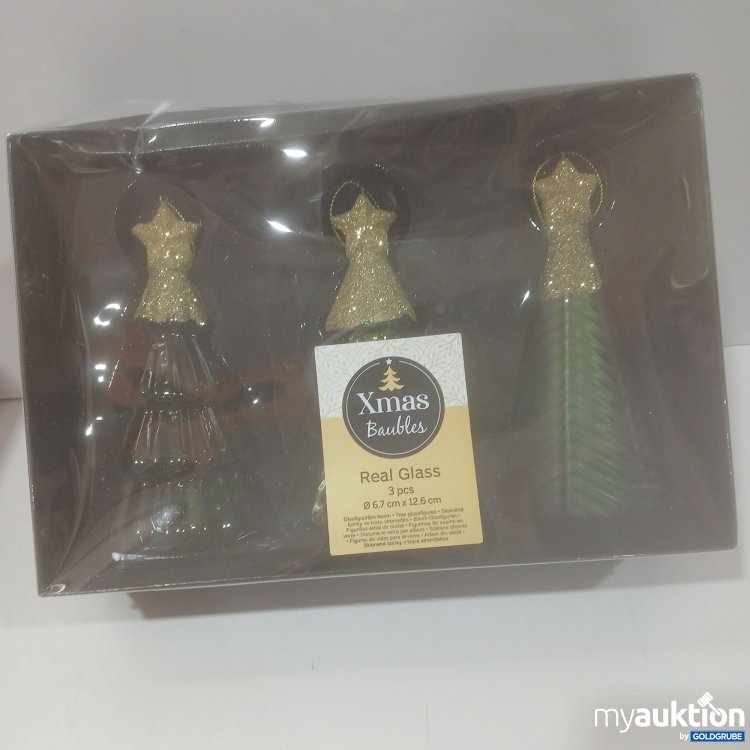 Artikel Nr. 911981 Artikel Nr. 911981: Xmas Baubles Real Glass 3Stk Pine green