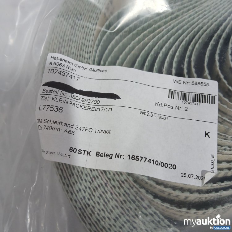 Artikel Nr. 881982: 3M Schleifband 347C Trizact 30x740mm A65 60Stk 
