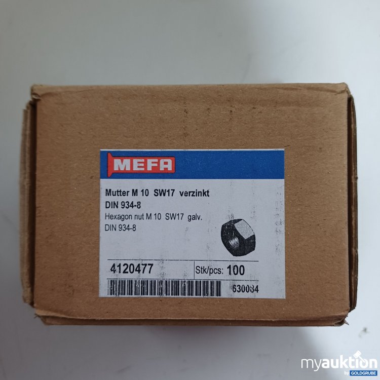 Artikel Nr. 446985 Artikel Nr. 446985: MEFA Mutter M10 SW17 verzinkt, 4120477, 100Stk