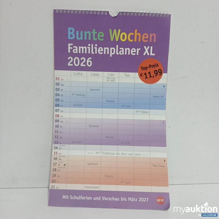 Artikel Nr. 887985 Artikel Nr. 887985: Bunte Wochen Familienplaner XL 2026