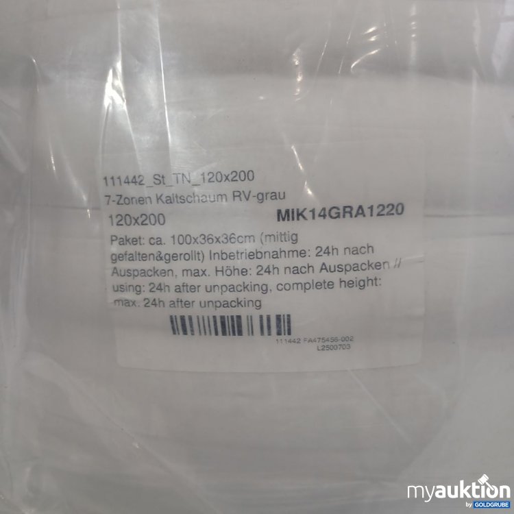 Artikel Nr. 441987: 7-Zonen Kaltschaum RV-grau 120x200