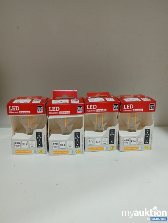 Artikel Nr. 526987 Artikel Nr. 526987: SiMPEX BASIC LED Filament dimmable E14 3,4 W 470 l umen Warm white 2700K