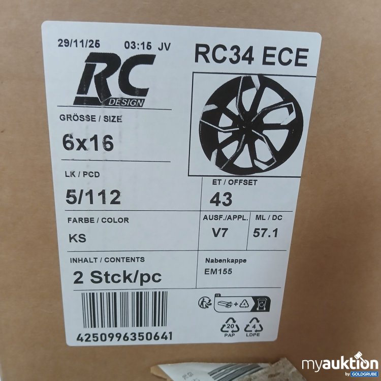 Artikel Nr. 982988: RC 34 ECE größe 6x16 KBA 54189 2stk 