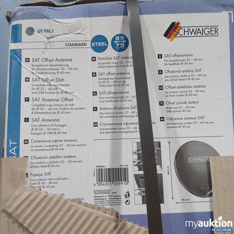 Artikel Nr. 857991: Schwaiger Sat Offset Antenne Komplett mit Masthalterung für DM 32-60mm für Feedhalterung 40mm 