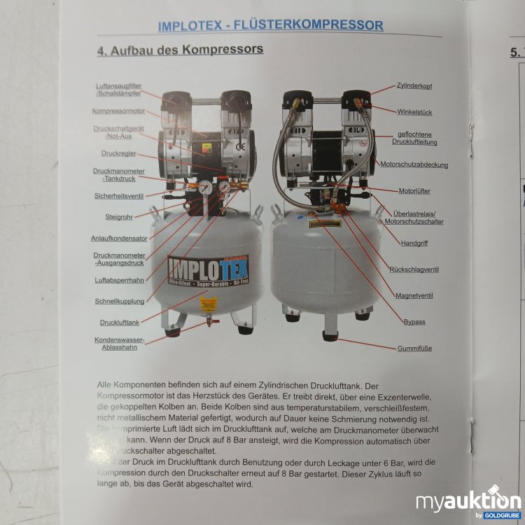 Artikel Nr. 443993 Artikel Nr. 443993: Implotex Flüsterkompressor Model.No. 1-1500-45