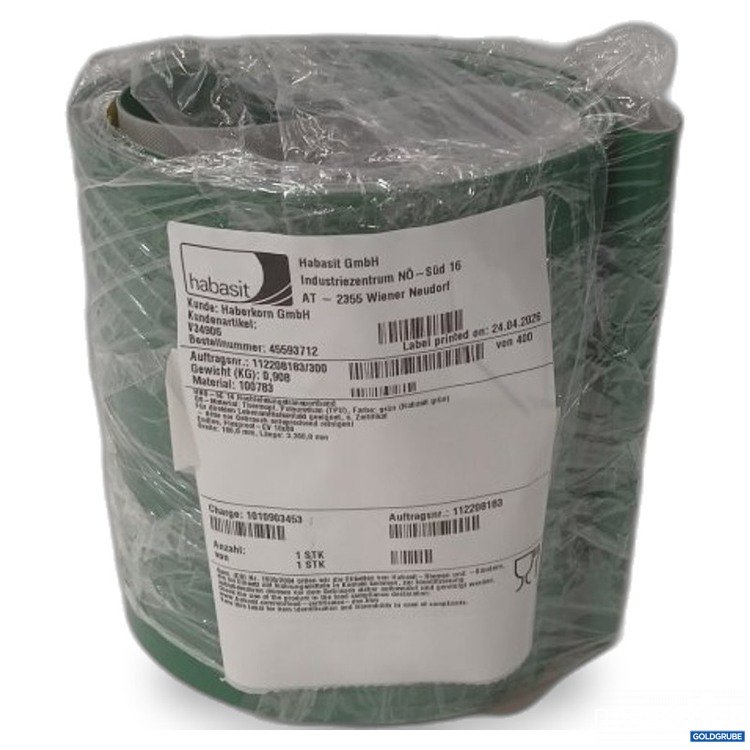 Artikel Nr. 467993 Artikel Nr. 467993: Habasit Hochleistungsgurtband grün 180,0 mm x 3.360,0