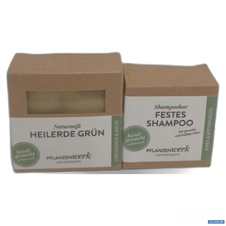 Artikel Nr. 465995: Pflanzenwerk Naturseife Heilerde Grün 90g, Festes Shampoo 50g