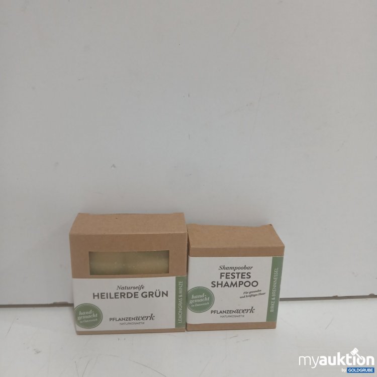Artikel Nr. 465995: Pflanzenwerk Naturseife Heilerde Grün 90g, Festes Shampoo 50g