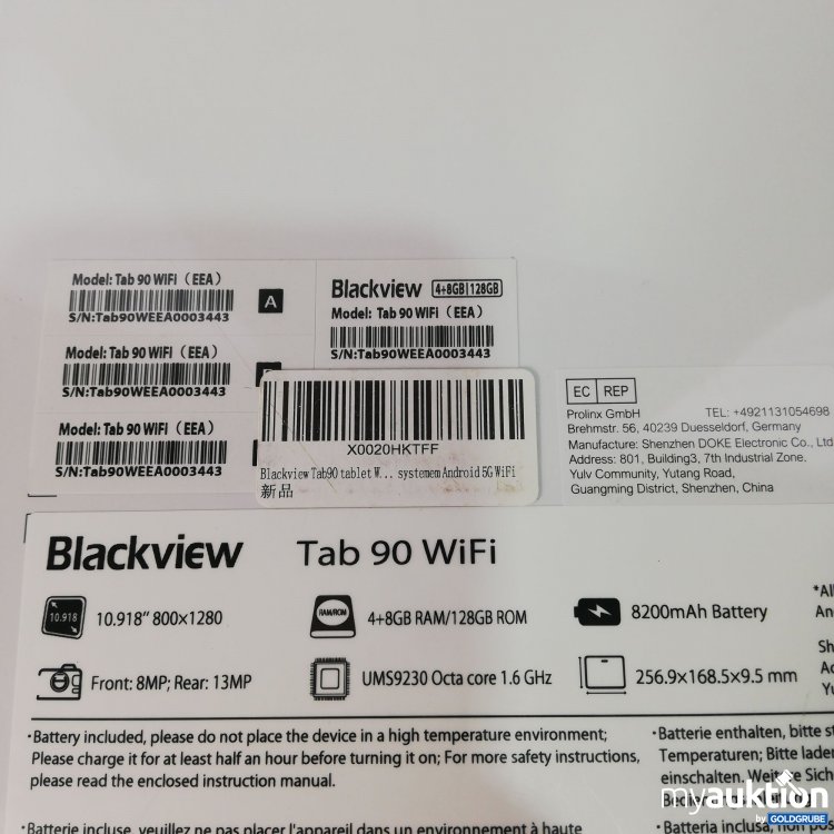 Artikel Nr. 782995 Artikel Nr. 782995: Blackview Tab 90 WiFi 128GB
