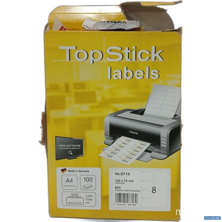Artikel Nr. 889995: Top Stick A4 210x297mm 100Blatt 800 Etiketten 105x74mm 