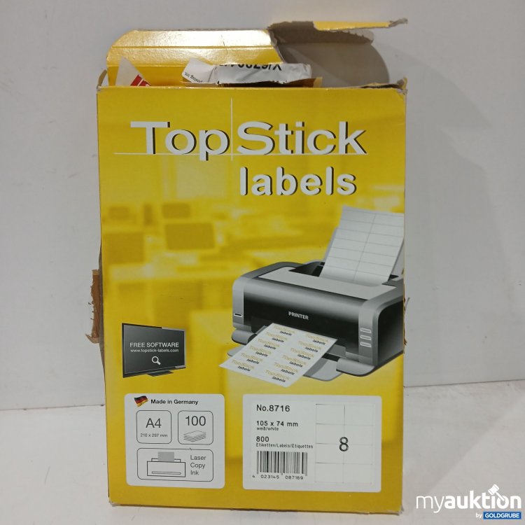 Artikel Nr. 889995: Top Stick A4 210x297mm 100Blatt 800 Etiketten 105x74mm 